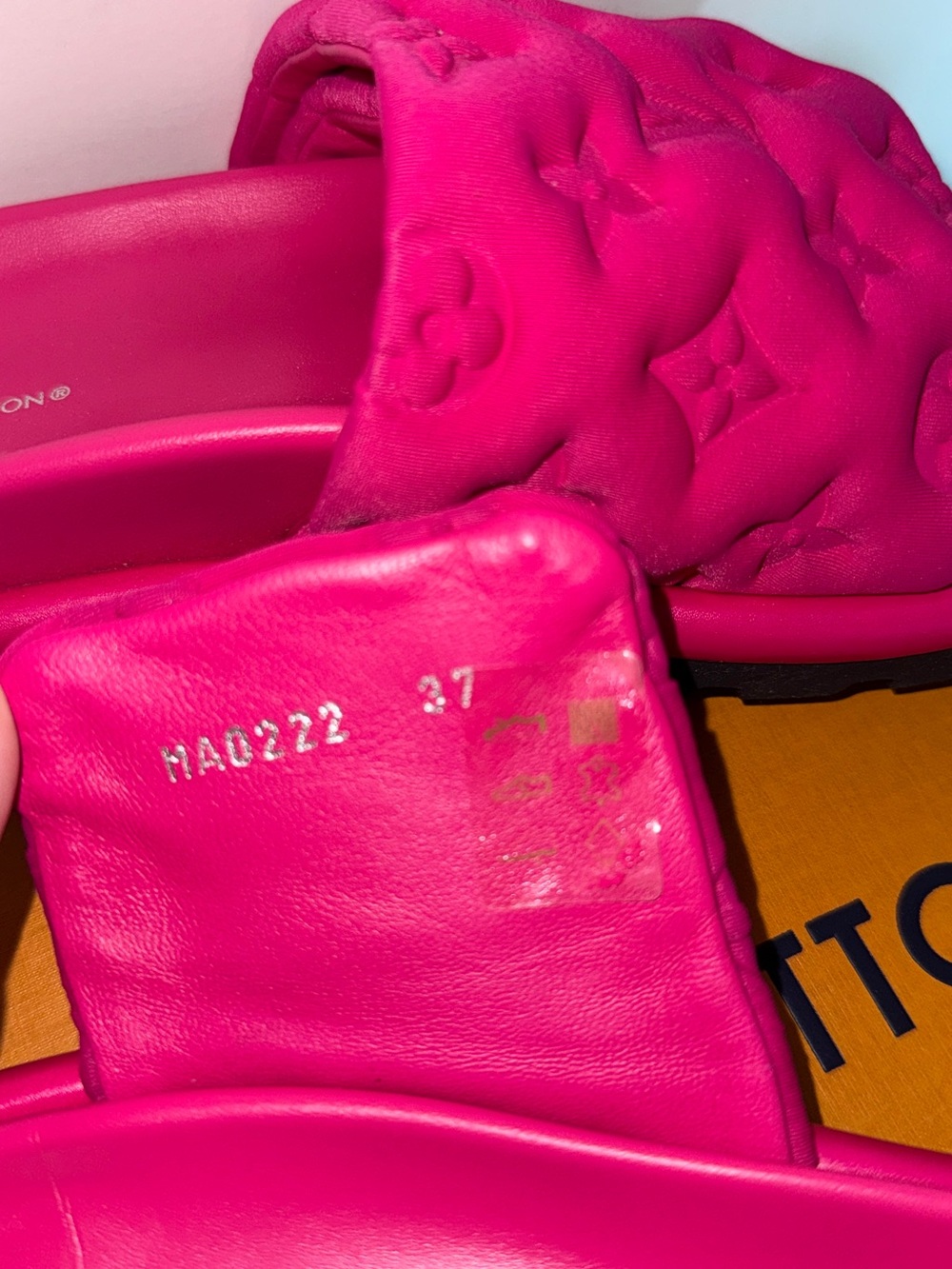 Louis Vuitton Women’s Fuchsia Monogram Quilted Slide Sandals - Picture 5 of 8